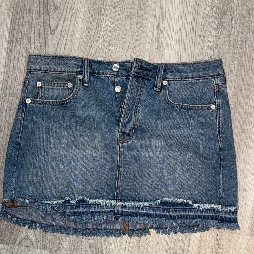 American Eagle Outfitters Blue Frayed Hem Mini Skirt
